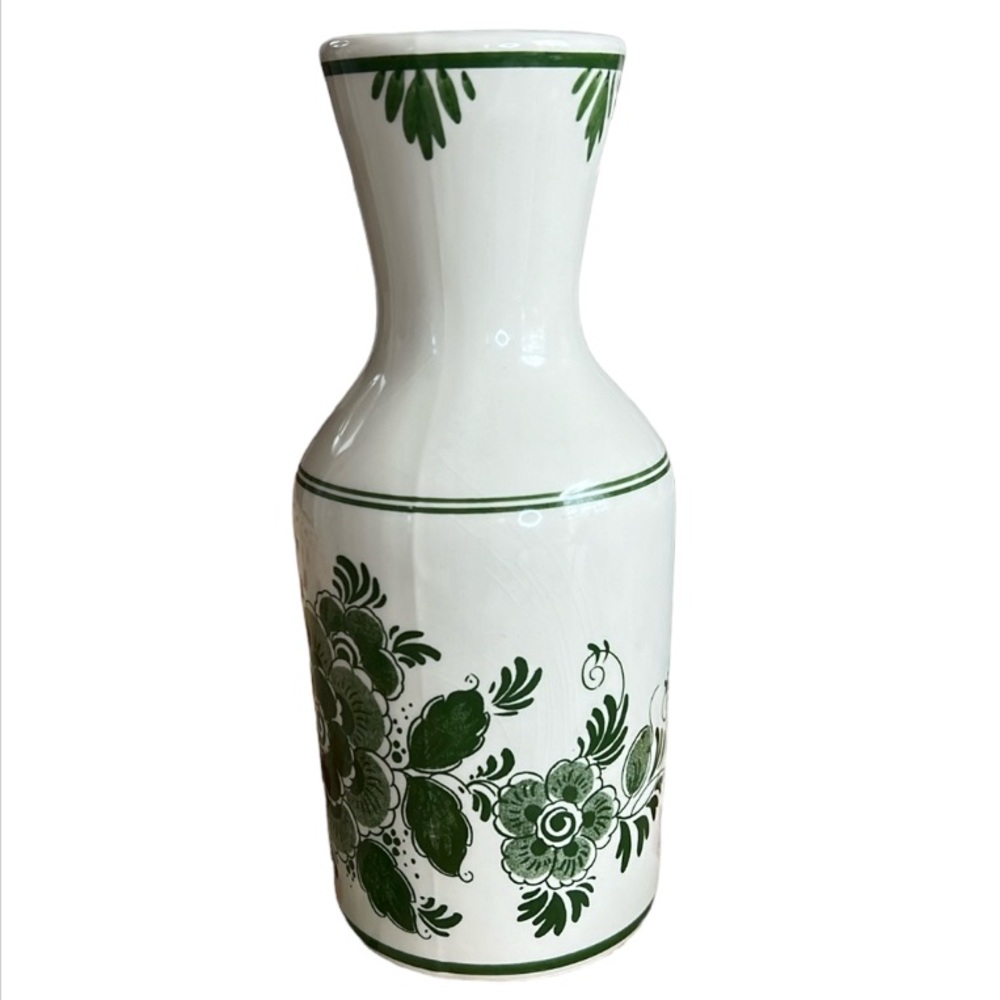 Vintage Delft Green Flowered Vase Carafe Made in Holland by Bols 1970 - Picture 2 of 13